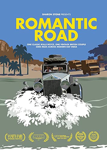 DVD cover for “Romantic Road” featuring a vintage car in water.
