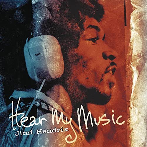 Jimi Hendrix portrait with headphones, album cover "Hear My Music".