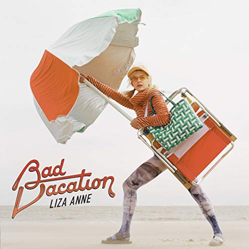CD cover for Liza Anne’s “Bad Vacation” featuring a woman with a beach umbrella.