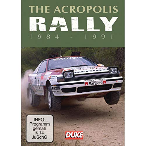 DVD cover for "The Acropolis Rally 1984-1991" featuring a Toyota rally car.
