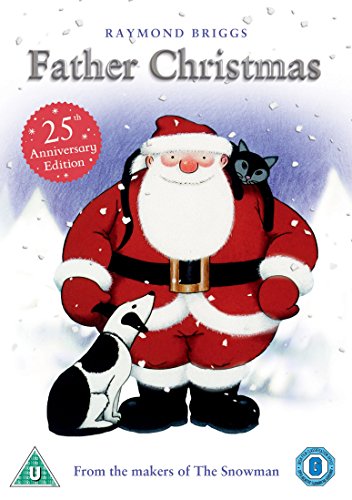 DVD cover for “Father Christmas” featuring Santa, a cat, and a dog.