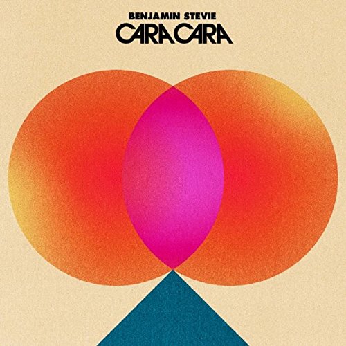 Album cover for Stevenson Ben’s “Cara Cara” with abstract orange, pink, and blue shapes.