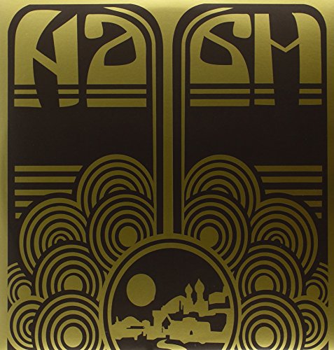 Naam album cover: gold art deco lettering and cityscape design.