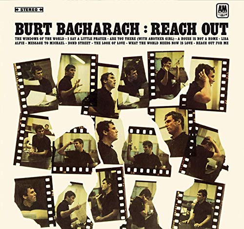 Burt Bacharach “Reach Out” CD cover with collage of black and white photos.