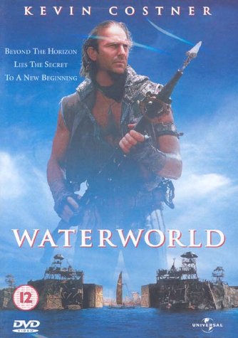 Waterworld DVD cover featuring Kevin Costner with a trident, ocean background.