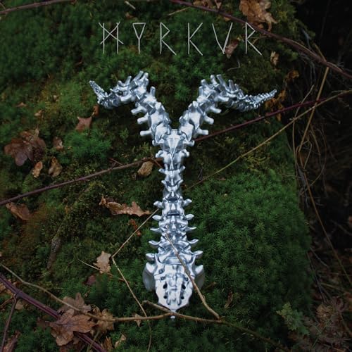 Myrkur album cover featuring a silver spine on green moss.