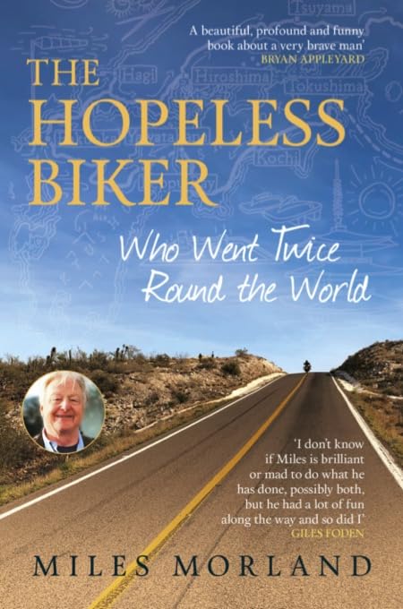 Book cover: "The Hopeless Biker" with a cyclist on a winding road.