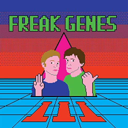 Pixel art album cover for "Freak Genes - III" featuring two figures.