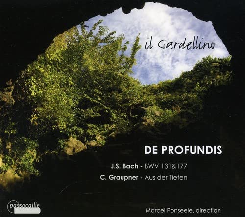 CD cover: cave opening with greenery, text “il Gardellino” and “De Profundis”.