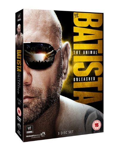 DVD cover featuring wrestler Batista in sunglasses, dramatic lighting.