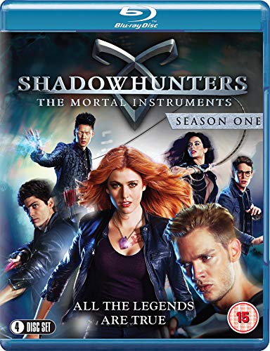 Blu-ray cover art for Shadowhunters Season 1 featuring the main cast members.