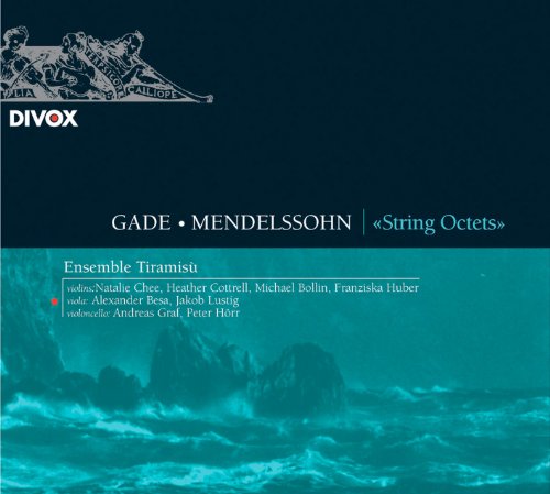 CD cover for Gade and Mendelssohn string octets, with ocean imagery.