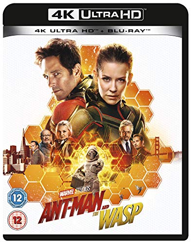 Blu-ray cover for "Ant-Man and The Wasp" featuring Paul Rudd and Evangeline Lilly.