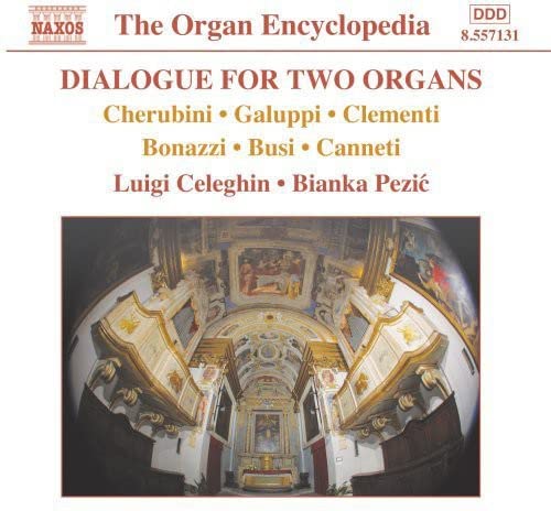 CD cover for "Dialogue for Two Organs" featuring a church interior.