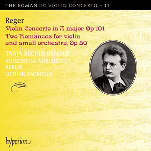 CD cover for Max Reger’s violin concerto featuring a portrait of the composer.
