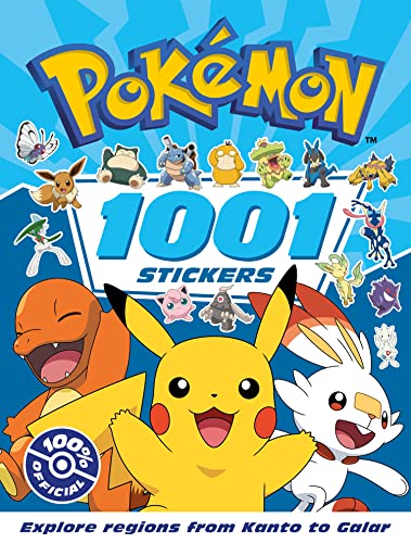 Pokémon sticker book cover featuring Pikachu, Charmander, and other characters.