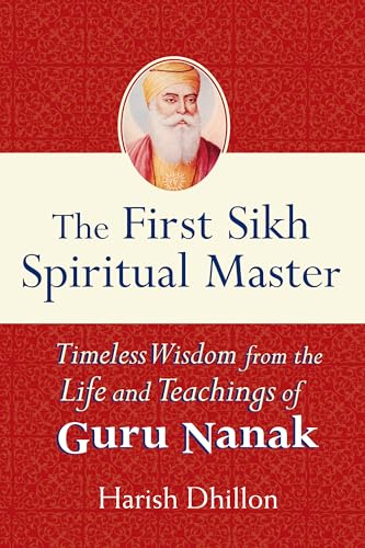 Book cover featuring a portrait of Guru Nanak with red and gold details.
