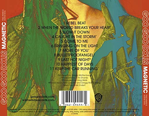 CD back cover for Goo Goo Dolls’ “Magnetic” with tracklist and barcode.