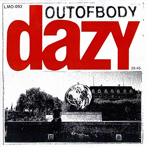 Vinyl record cover for Dazy’s “Outofbody” with red text and a globe image.
