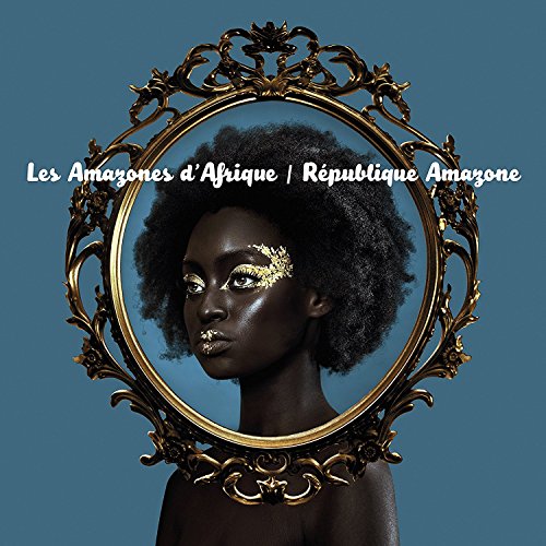 Black woman with gold details framed in an ornate, golden mirror.