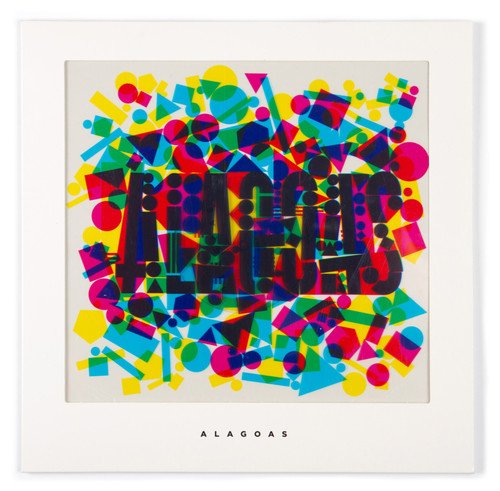 Album cover for "Alagoas" with abstract colorful geometric shapes.