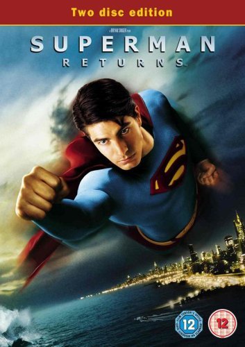 Superman Returns DVD cover featuring Brandon Routh in flight over a city.