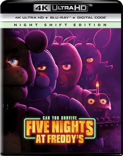 Five Nights at Freddy's Blu-ray cover with animatronic characters in darkness.
