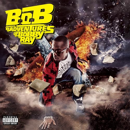 B.o.B album cover featuring the artist amidst an explosive, chaotic scene.