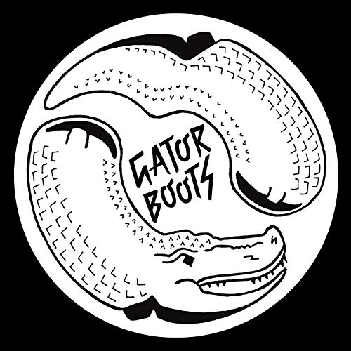 Circular black and white logo featuring two stylized alligators forming a ring around text.