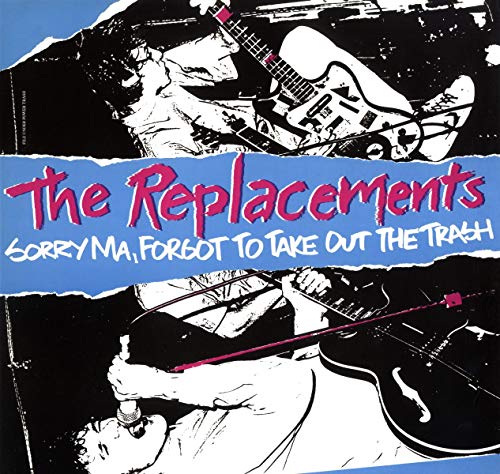 The Replacements album cover: black and white photos with pink text.