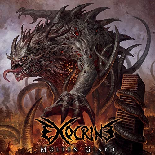 CD cover art: monstrous, fiery creature towering over a city.