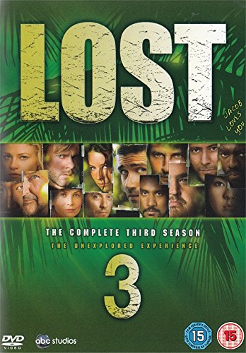 Lost Season 3 DVD cover featuring cast faces and jungle foliage.