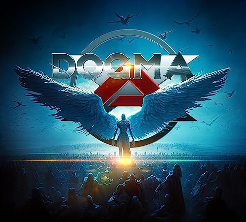 CD cover for "Dogma" featuring winged figure and distant crowd.