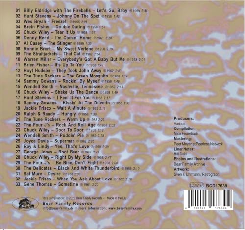 CD back cover listing songs by various artists with a floral design.