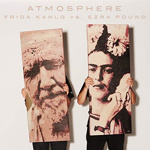 CD cover featuring portraits of Frida Kahlo and Ezra Pound held by people.