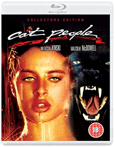 Cat People" Blu-ray cover featuring a woman’s face and a panther’s snarling mouth.
