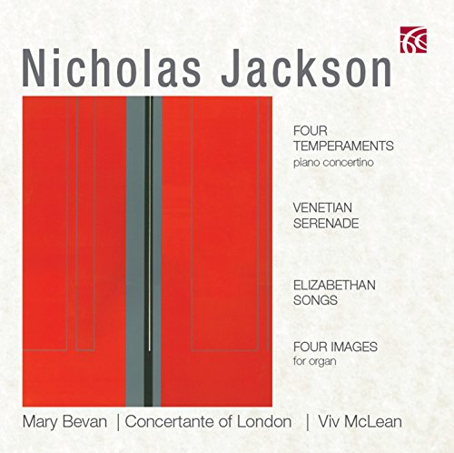 CD cover with red and gray abstract design, text listing musical pieces.