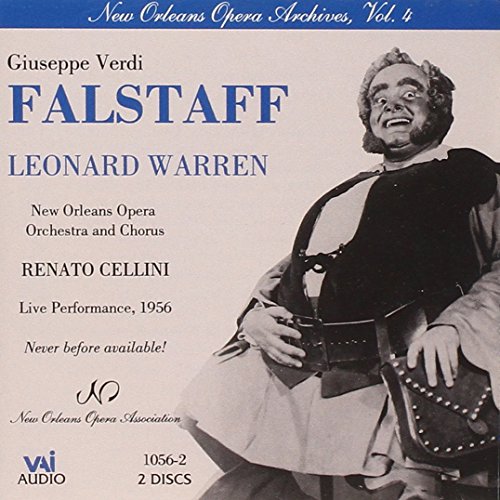 CD cover for Verdi’s *Falstaff* opera, featuring Leonard Warren’s portrait.