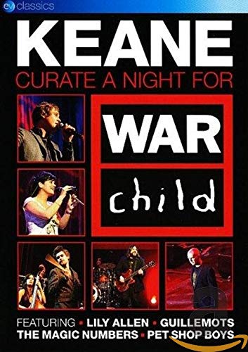 DVD cover for Keane’s “A Night For War Child” concert, featuring musicians.