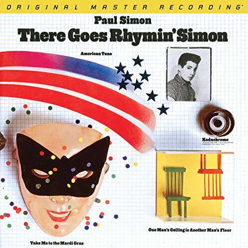 Paul Simon album cover: "There Goes Rhymin' Simon" with patriotic imagery.