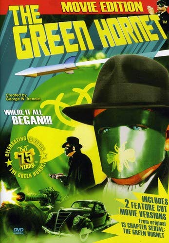 DVD cover for "The Green Hornet" featuring a masked hero and black car.