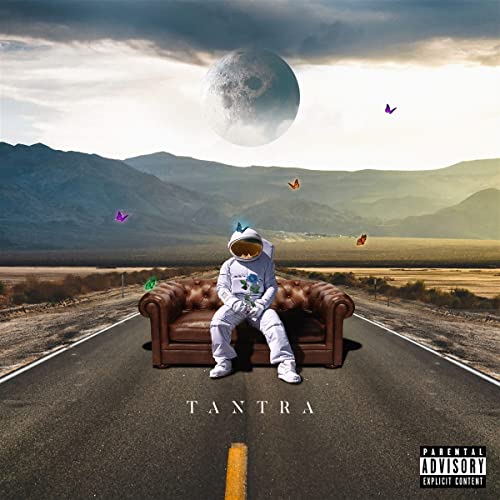 Album cover for Yung Bleu's "Tantra" featuring a person in a spacesuit on a couch.