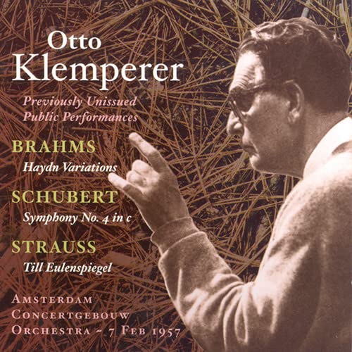CD cover featuring conductor Otto Klemperer and musical composers’ names.
