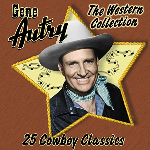 Gene Autry in cowboy hat on a star-shaped album cover.