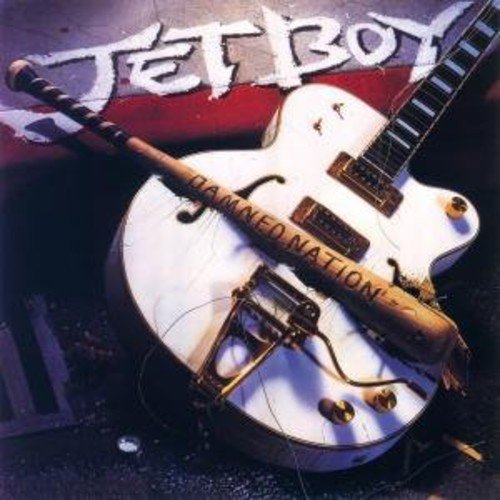 CD cover for Jetboy’s “Damned Nation” featuring a white electric guitar.