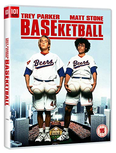 “Baseketball” Blu-ray cover with two men holding baseballs to their rear.