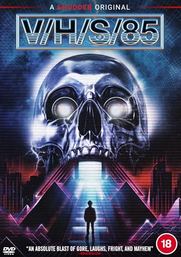 V/H/S/85" DVD cover featuring a glowing skull and city skyline.