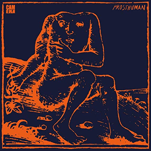 Orange linework depicts a seated, contemplative figure on a dark background.
