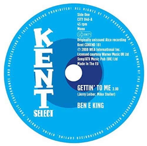 Blue vinyl record label with "Ben E King" and "Gettin' To Me" text.