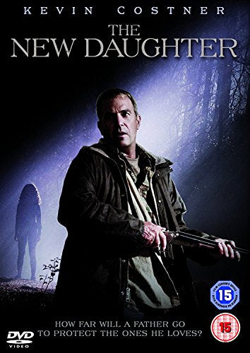DVD cover for "The New Daughter" featuring a man with a shotgun.